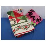 Quilted Wall Tapestries-Harp Floral 47" square,