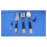 Antique Thailand Serving Utensils, Brass Card