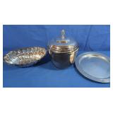 Ice Bucket-Electroplated Brass plus Tray & Dish