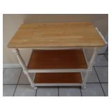 Wood Bar Cart on Casters 32x18 top (w/handle 34"