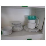 White Corning Centura Plates, Bowls, Pitcher &