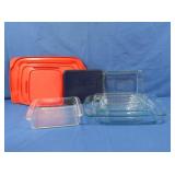 Pyrex Glass Baking Dishes w/Plastic Lids & more