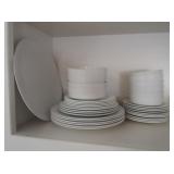 White Corning Centura Plates, Bowls, Pitcher,