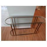 Vintage Brass & Glass Console Table 54x16x27"