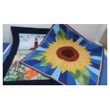 Quilted Wall Tapestries-Beach 25x30, Sunflower 28