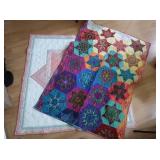 2 Quilted Wall Tapestries-44" square Pink,