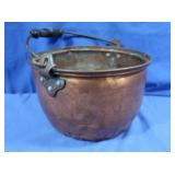 Vintage Copper Pot w/Wooden Handle