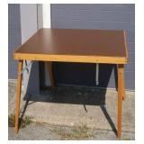 Vintage Wood & Leather Folding Card Table