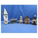4 Decorative Wood Church, House, Butterfly House