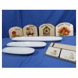 3 Porcelain Baguette Trays, Painted Slate,