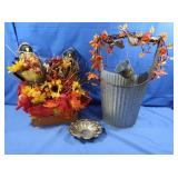 Galvanized Autumn Pail 18"h, Decorative Base,