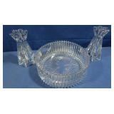 2 Lenox Crystal Candlesticks, Mikasa Diamond Fire