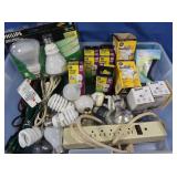Tote w/New Light Bulbs, Extension Cords