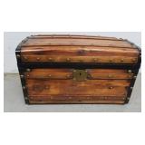 Antique Curved Top Wood Steamer Trunk