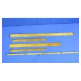 5 Vintage Wooden Rules incl Lufkin 34