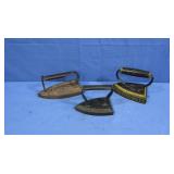 3 Antique Cast Iron Irons-5, 6, 7" Long