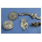 Sterling Pins, 1 w/Stones  32gr TW