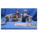 Vintage Beer Cans, Coasters, Glass Insulator