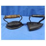 2 Antique Sad Irons #6 Pat 93 & Asbestos 72-B