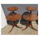 Vintage Wooden 2-tier End Tables 28hx18" round