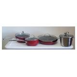 Curtis Stone Pots and Pans w/3 Lids and Wolfgang