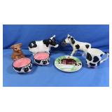 Cow Themed D?cor-Plate, Bowls, Bank & more