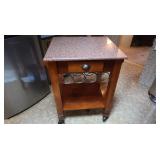 Granite Top Kitchen Island Cart on Casters
