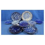 Splatterware & Flow Blue Plates & Saucers