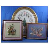 Oval Framed Needlepoint 27x23", 2 Cross-stitch