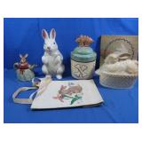 Rabbit Cookie Jar 14" H, Soup Tureen 10x6x10",