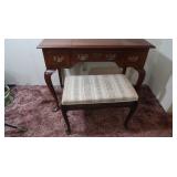 Hardwood Vanity Desk w/Chair & Bench 38x19x30"