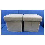 2 Brushed Faux Microsuede Storage Ottomans