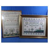 2 Gold Framed Samplers 22x28", 19x26"