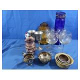 Glass Canisters, Wine Goblets, Pink Luster