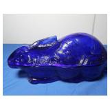 Cobalt Blue Bunny Candy Dish 4.5Hx7.5"L