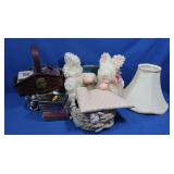 Floral Rabbits, Shell Candle Pedestal, Lampshade