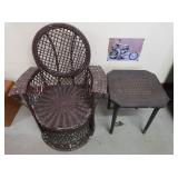 Vintage Rattain Chair (painted brown), Wood