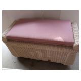 Poly Wicker Storage Bench & Cushion 42x20x23"