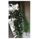 2 Lighted Plastic Plants in Pots 74" & 52"