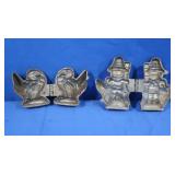 Antique Hinged Metal Chocolate Mold-Pilgrim