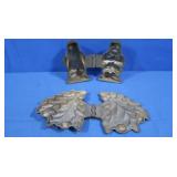 Antique Hinged Metal Chocolate Mold-Santa & Holly