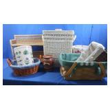 Wicker Basket 14x10x10" & Waste Basket 10x11",