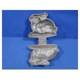Antique Hinged Metal Chocoloate Mold-Rabbit 4.5"