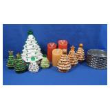 Ceramic Christmas Trees, Battery Powered Candles