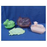 Bunnies, Lamp, Cat on Nest-Antique Lamb(Fenton)