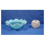 EAPG Blue Opalescent Bowl, Fenton Opalescent