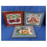 3 Dog Themed Prints-artist signed 19x16"