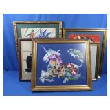 5 pcs Framed Cross-stitch-largest 17x21"