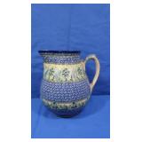 Unikat Handmade Polish Pottery Lg Pitcher-Stamped