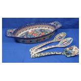 Unikat Handmade Polish Pottery-Oval Casserole w/3